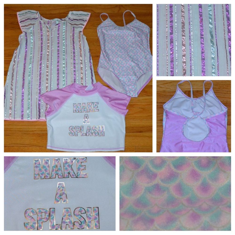 Youth girls More Than Magic mermaid swimsuit, rash guard and cover-up, size 7/8